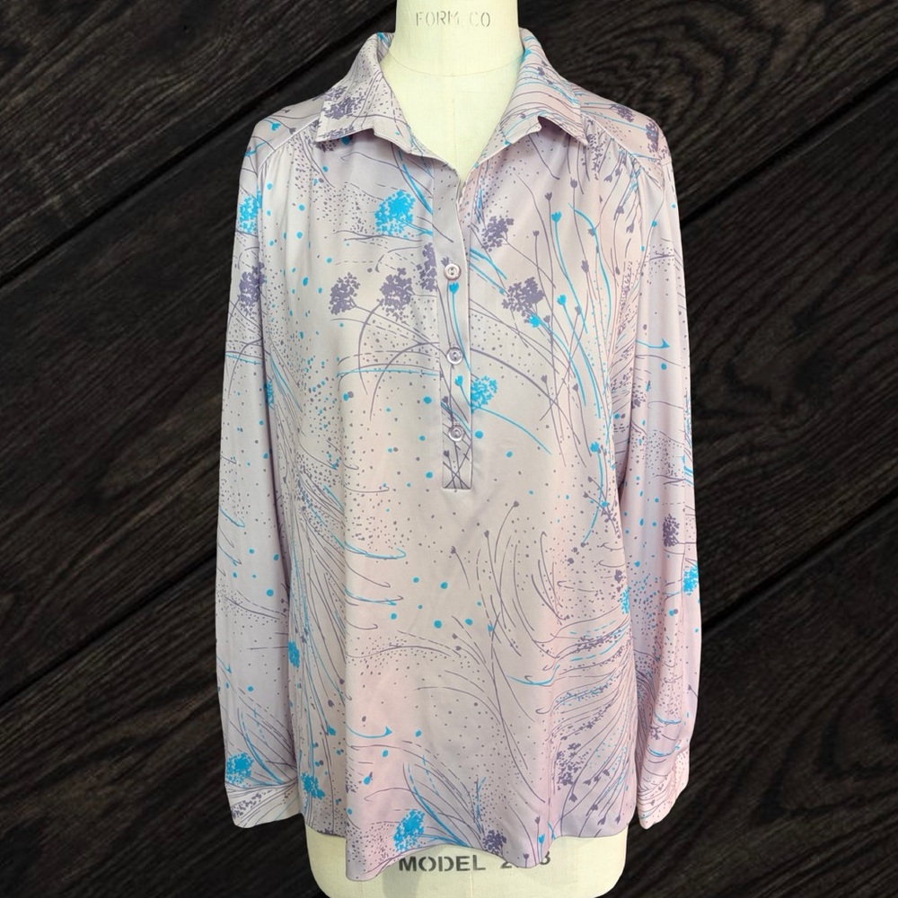 Vintage Lady Koko Of California Floral Blouse Women's Size Large 70s Grannycore